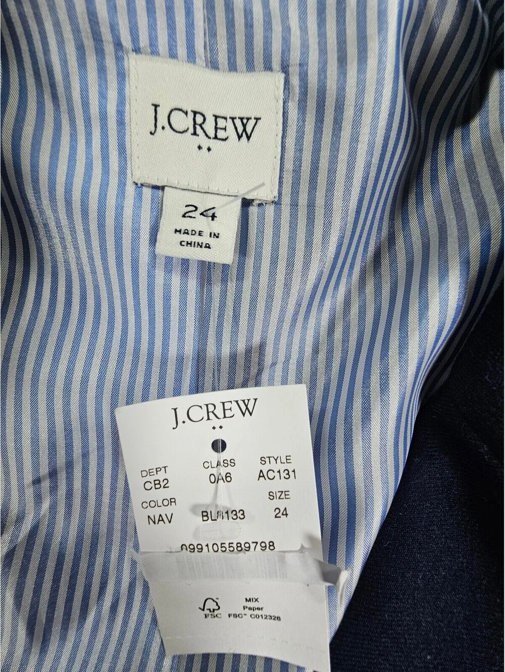 J.Crew Women's Classic Schoolboy Navy Blazer with Gold Buttons. Size 24(3X) NWT